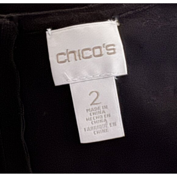 Chicos Black Mindy Pullover Sweater Top Sz 2 Back Zip Long Sleeve Classic Soft - Picture 8 of 8